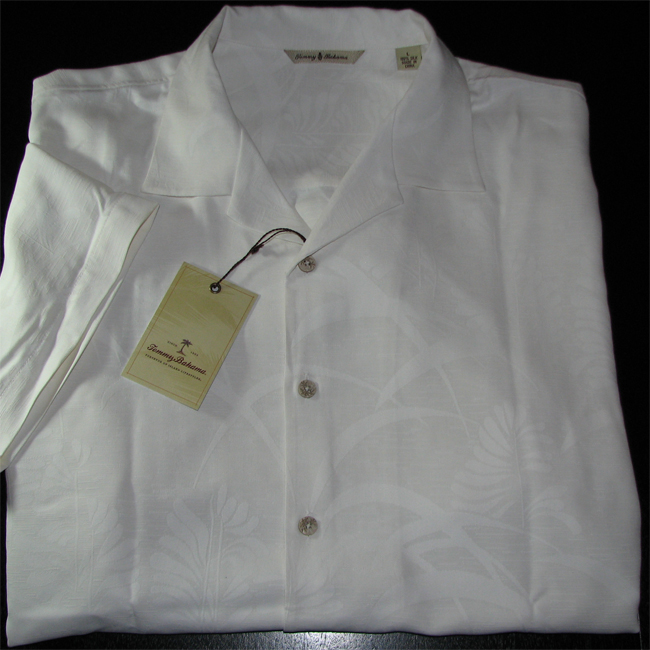 Tommy Bahama New Embroidered 100% Silk Camp Shirt NWT L